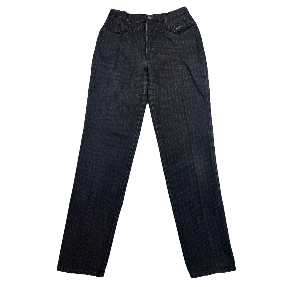 VTG Rocky Mountain Rockies BLACK STRIPED Jeans Women's Size 15/16 36 Mom Y2K USA